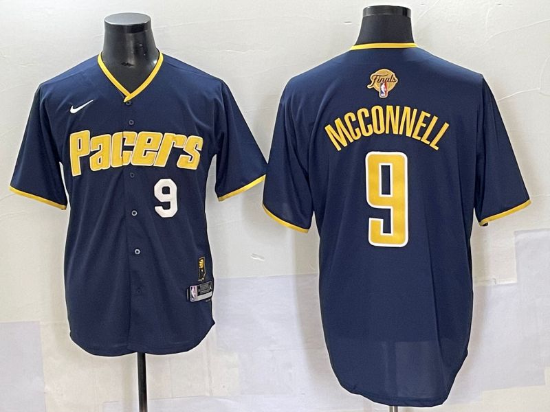 Men 2025 Indiana Pacers 9 Mcconnell Blue Joint Name NBA Jersey style 3